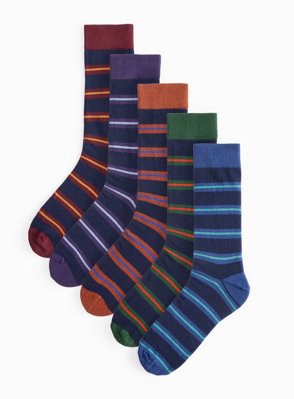 Stripe Rugby Ankle Socks 5 Pack  9-12